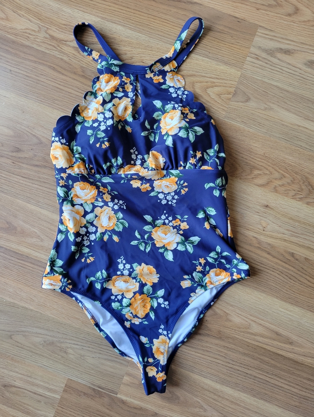 Cupshe Navy One-Piece Swimsuit with Yellow Floral Print - Picture 7 of 8